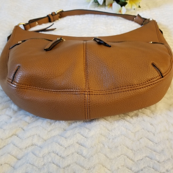 Lp Blue Brown Shoulder Bag with zipper closure. - Picture 5 of 16
